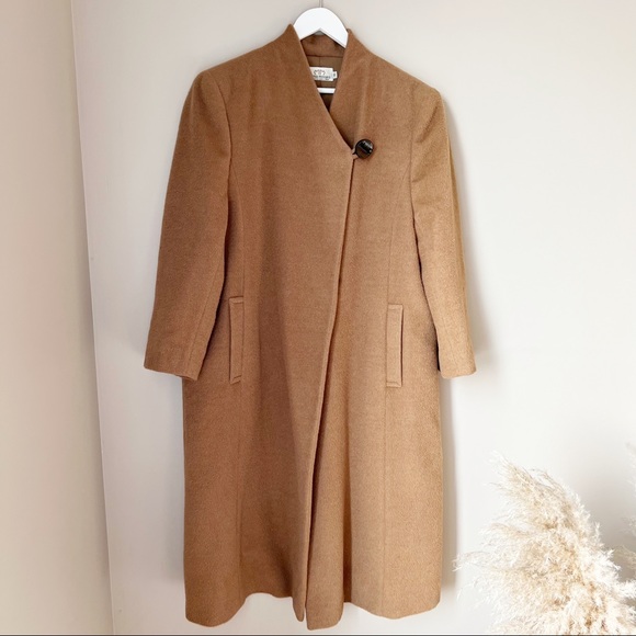 Vintage Jackets & Blazers - Vintage Alpaca Holt Renfrew Tan Camel Long Coat Size 10 Marisa Minicucci Canada